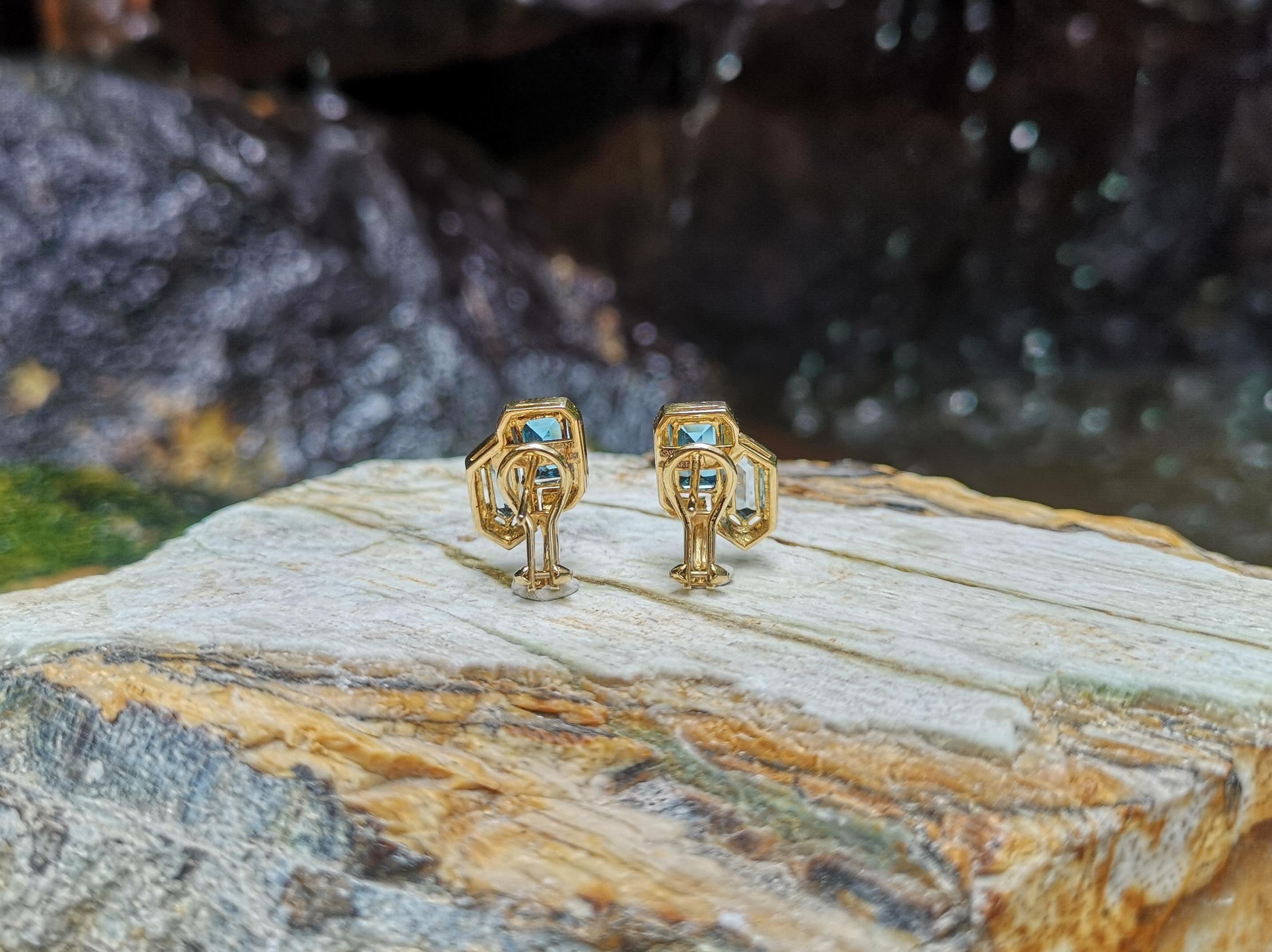 Blue Topaz Earrings Set in 18 Karat Gold by Kavant & Sharart For Sale 1