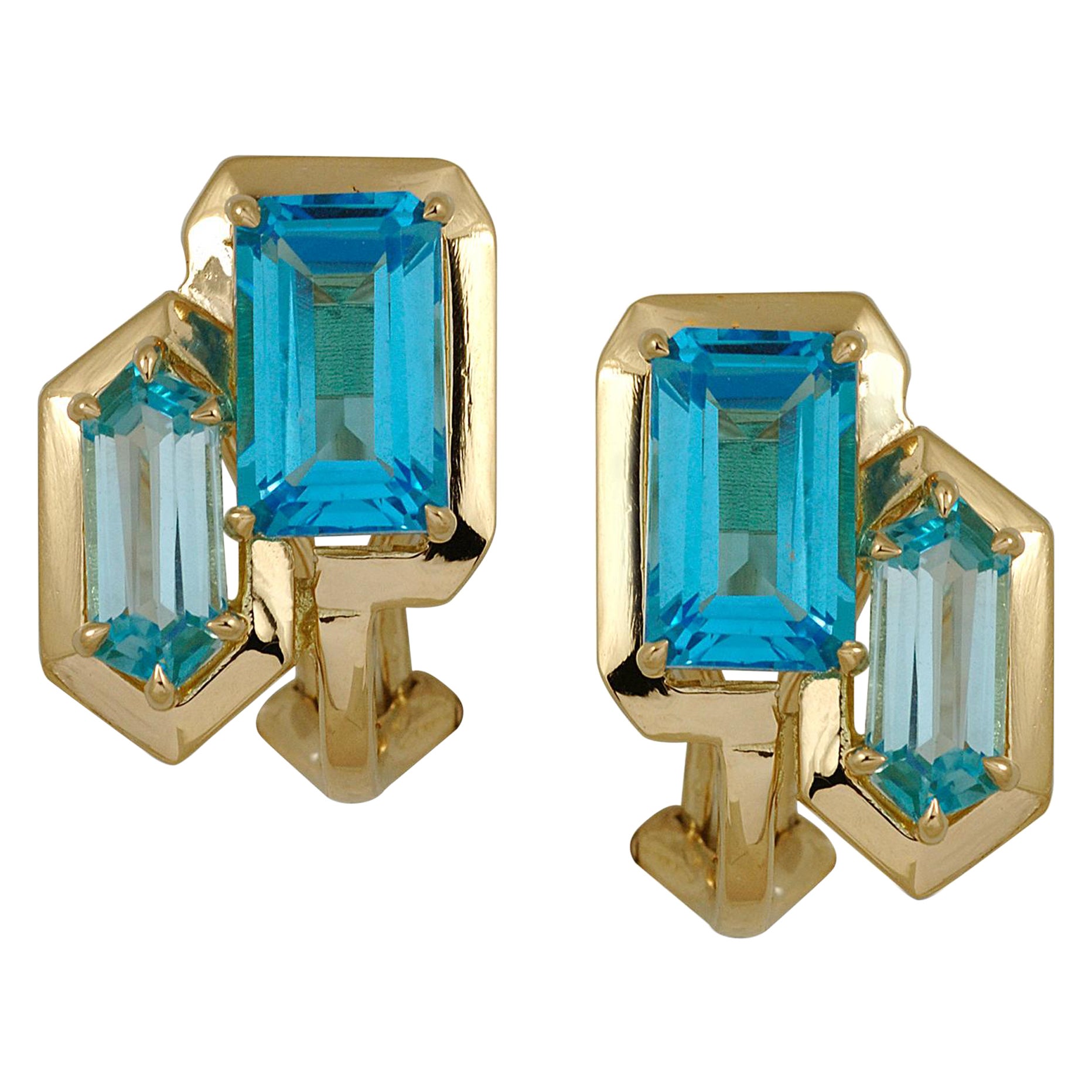 Orecchini di topazio blu in oro 18 carati di Kavant & Sharart