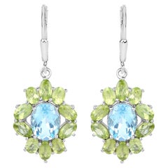 Orecchini con topazio blu e peridoto 8,08 carati A. Silver