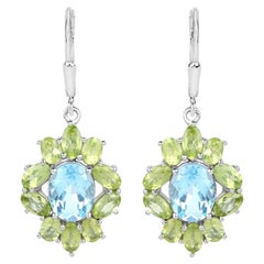 Orecchini con topazio blu e peridoto 8,08 carati A. Silver