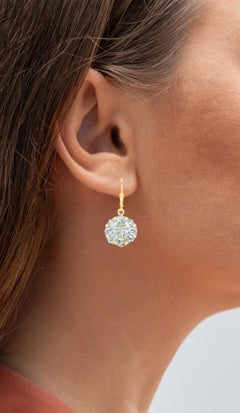 Blue Topaz Earrings With White Topaz 4.52 Carats Gold Plated Silver