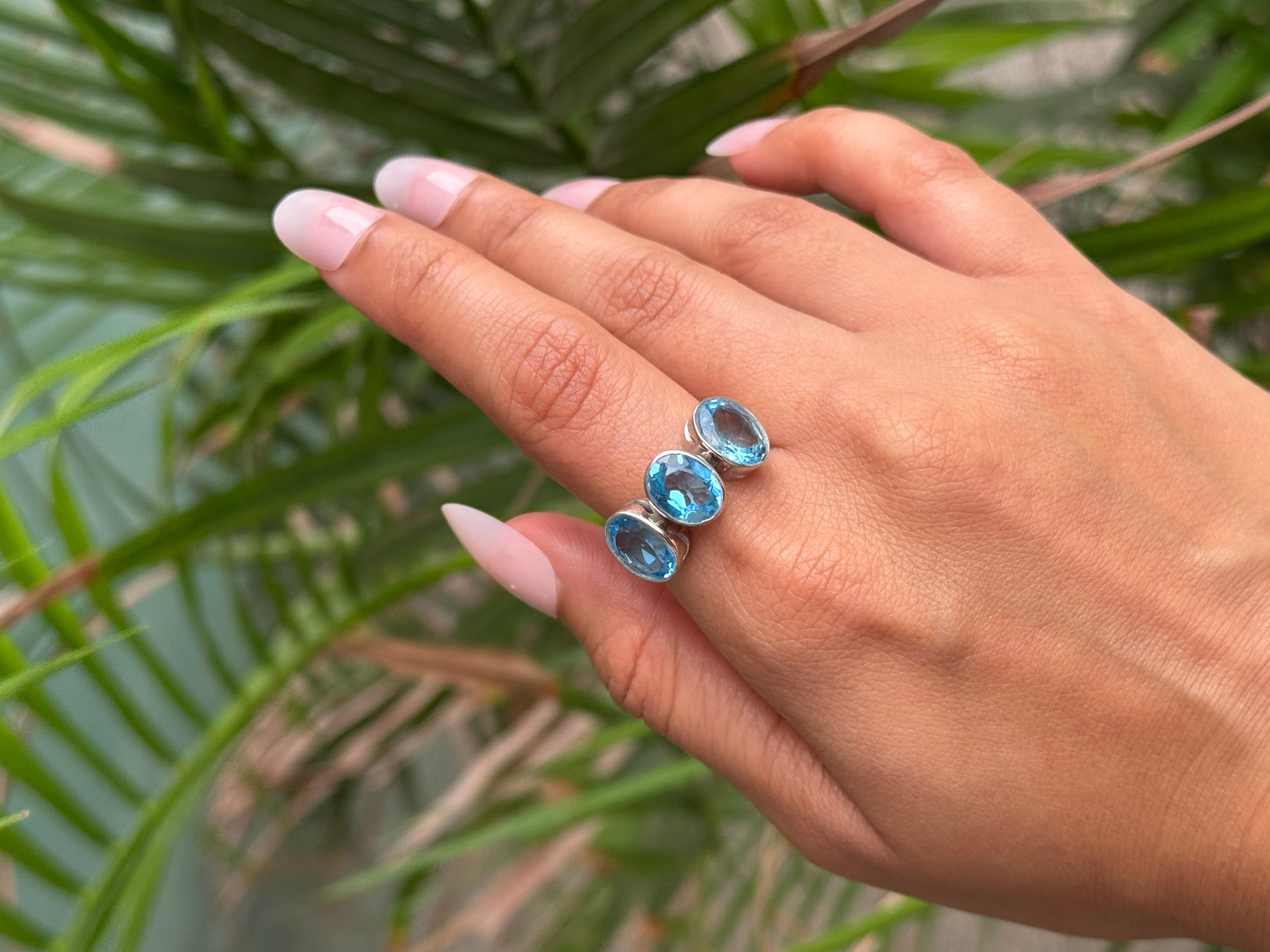 in vendita:  Anello unisex sfaccettato con triplo topazio blu per lui in A. Silver 925 10