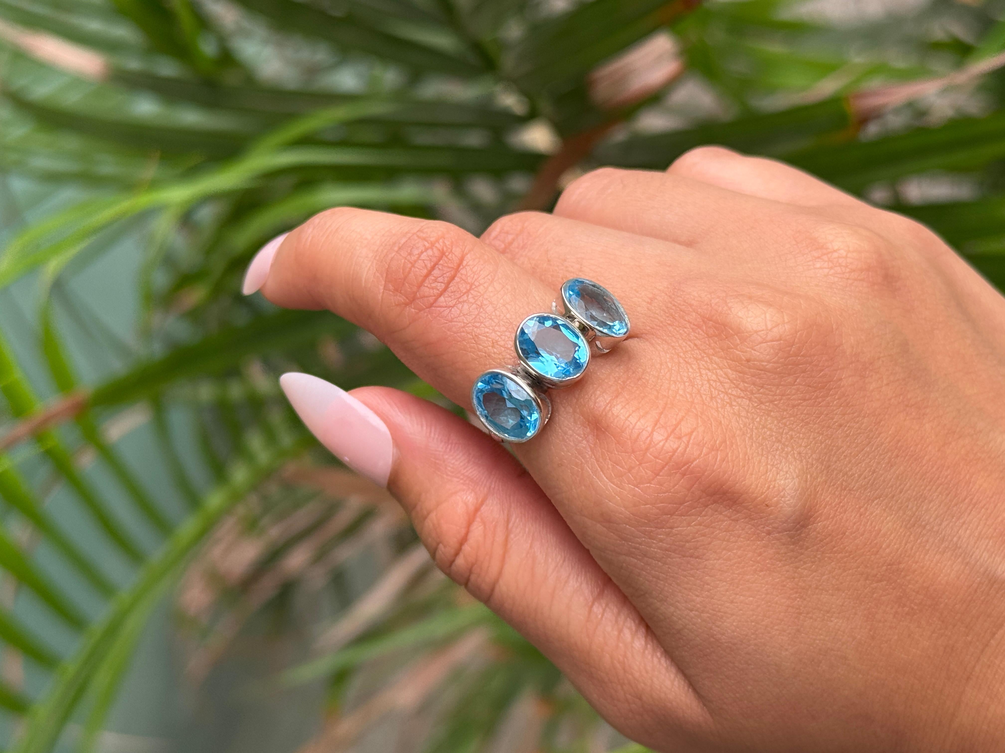 in vendita:  Anello unisex sfaccettato con triplo topazio blu per lui in A. Silver 925 8