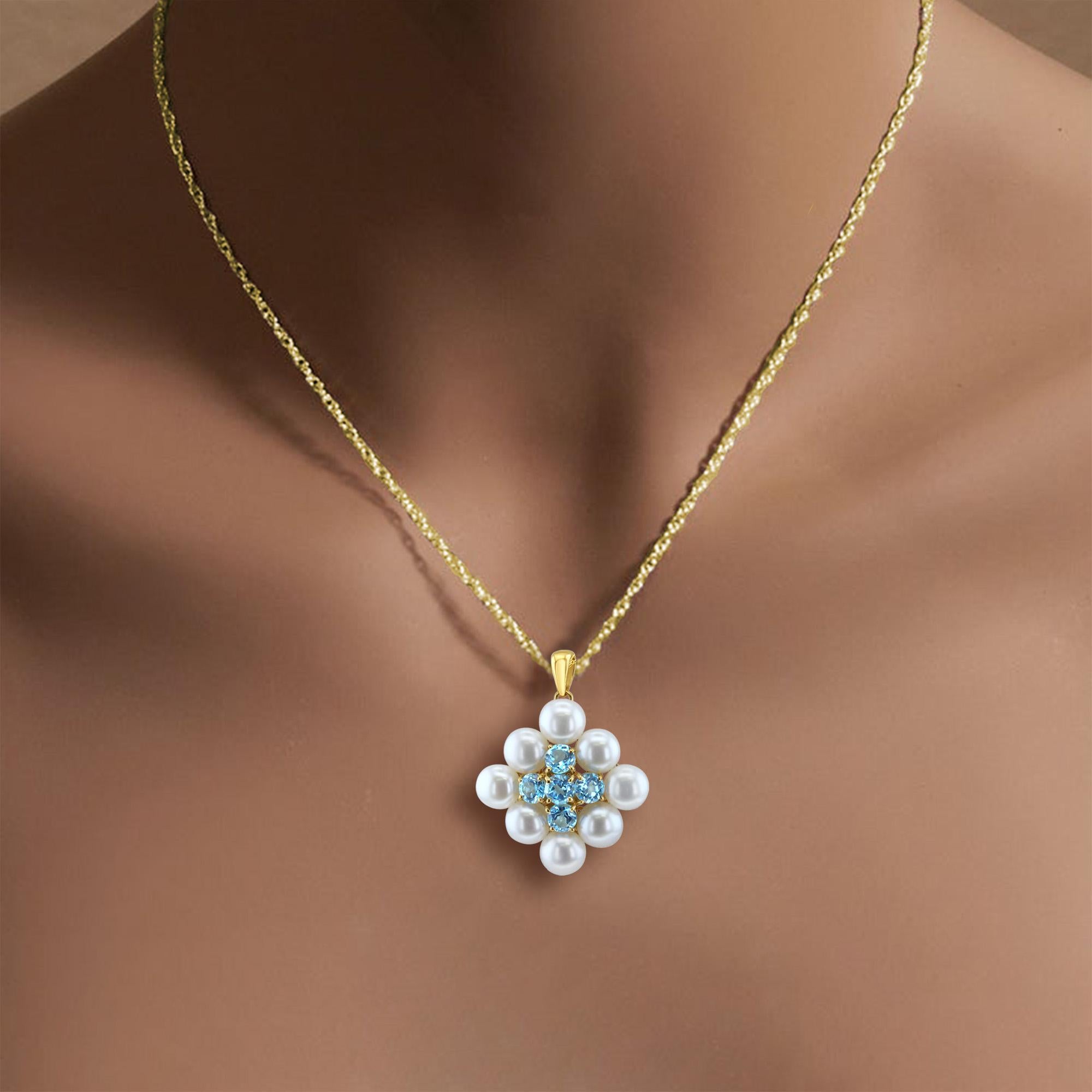 ♥ Product Summary ♥

Main Stone: Blue Topaz & Freshwater Pearl
Metal Choice: 14K Yellow Gold
Stone Cut: Round
Dimensions: 30mm x 23mm
Chain: 16