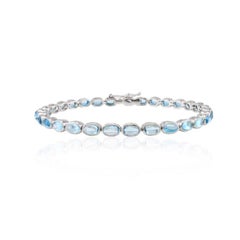Blue Topaz Gemstone Bracelet in Sterling Silver December Birthstone Bracelet