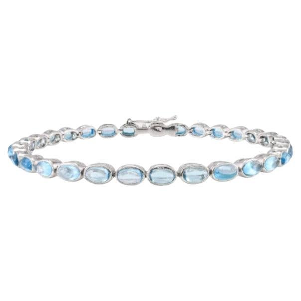 Blue Topaz Gemstone Bracelet in Sterling Silver December Birthstone Bracelet