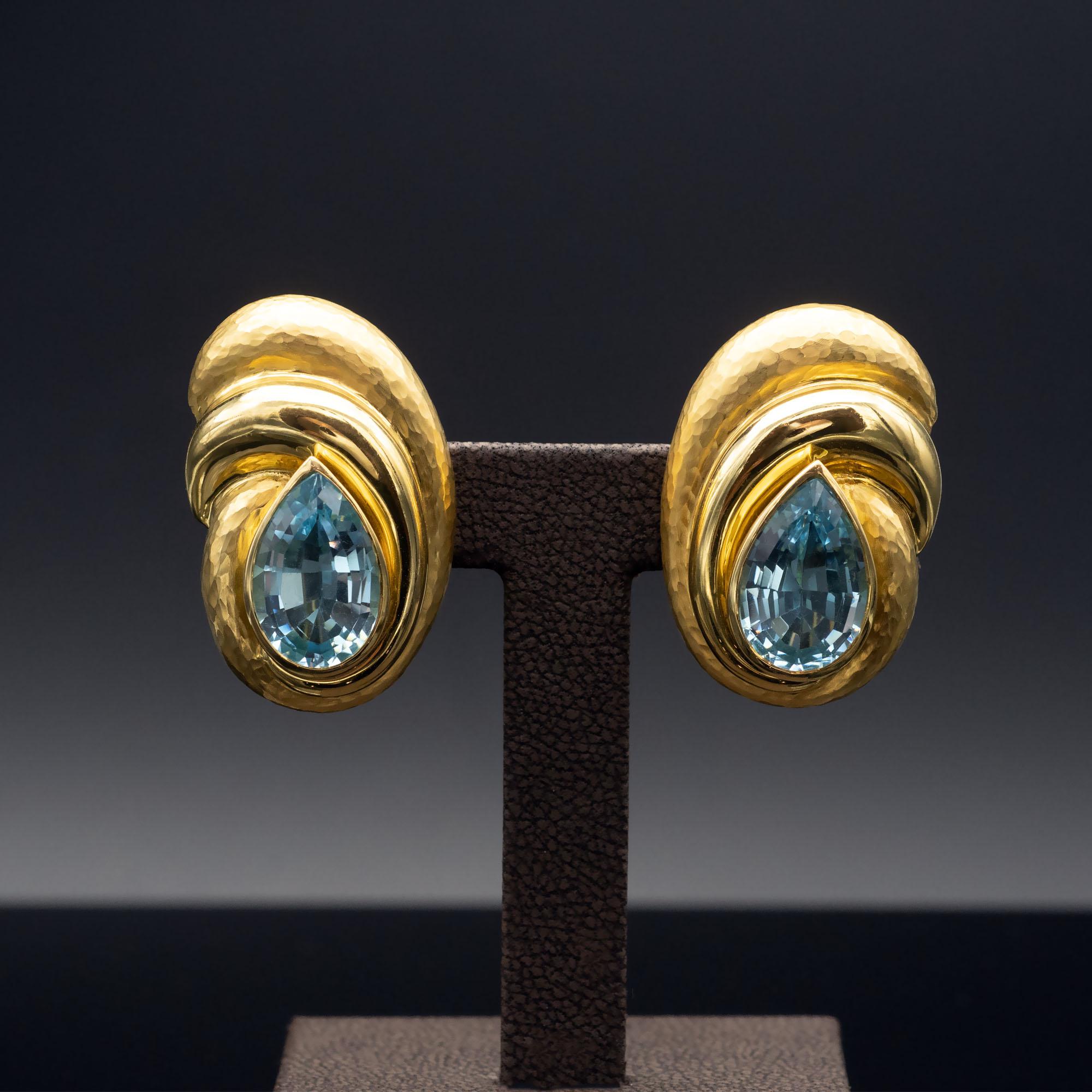 blue topaz clip on earrings