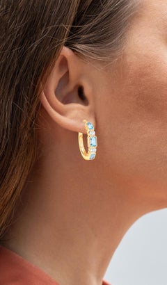 Blauer Topas Creolen 2,65 Karat Vergoldetes Silber