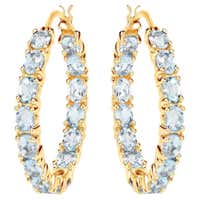 Pomellato Iconica 18K Rose Gold London Blue Topaz Hoop Earrings