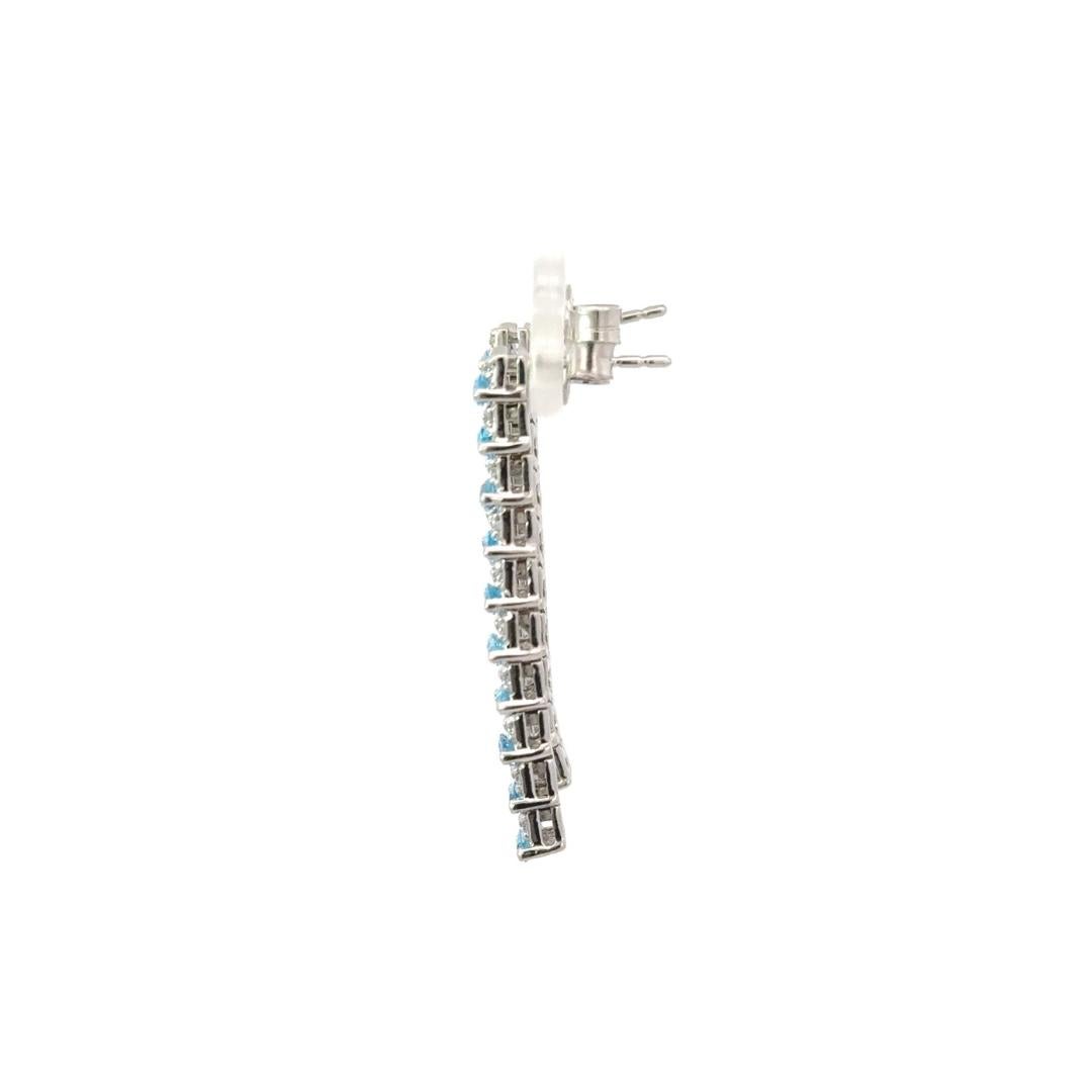 Art nouveau Boucles d'oreilles pendantes en argent avec topaze bleue pour cadeau de mariage
