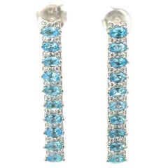 Boucles d'oreilles pendantes en argent avec topaze bleue pour cadeau de mariage