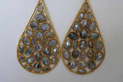 Blue Topaz Labradorite 14K Gold Plated on 925 Sterling Silver Earrings