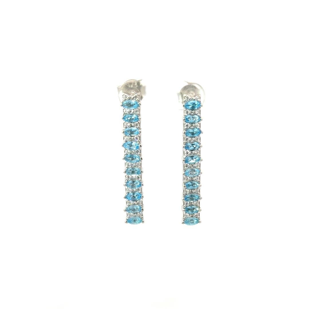 Donna Orecchini lunghi a penzoloni di topazio blu in argento 925 per un regalo di nozze in vendita