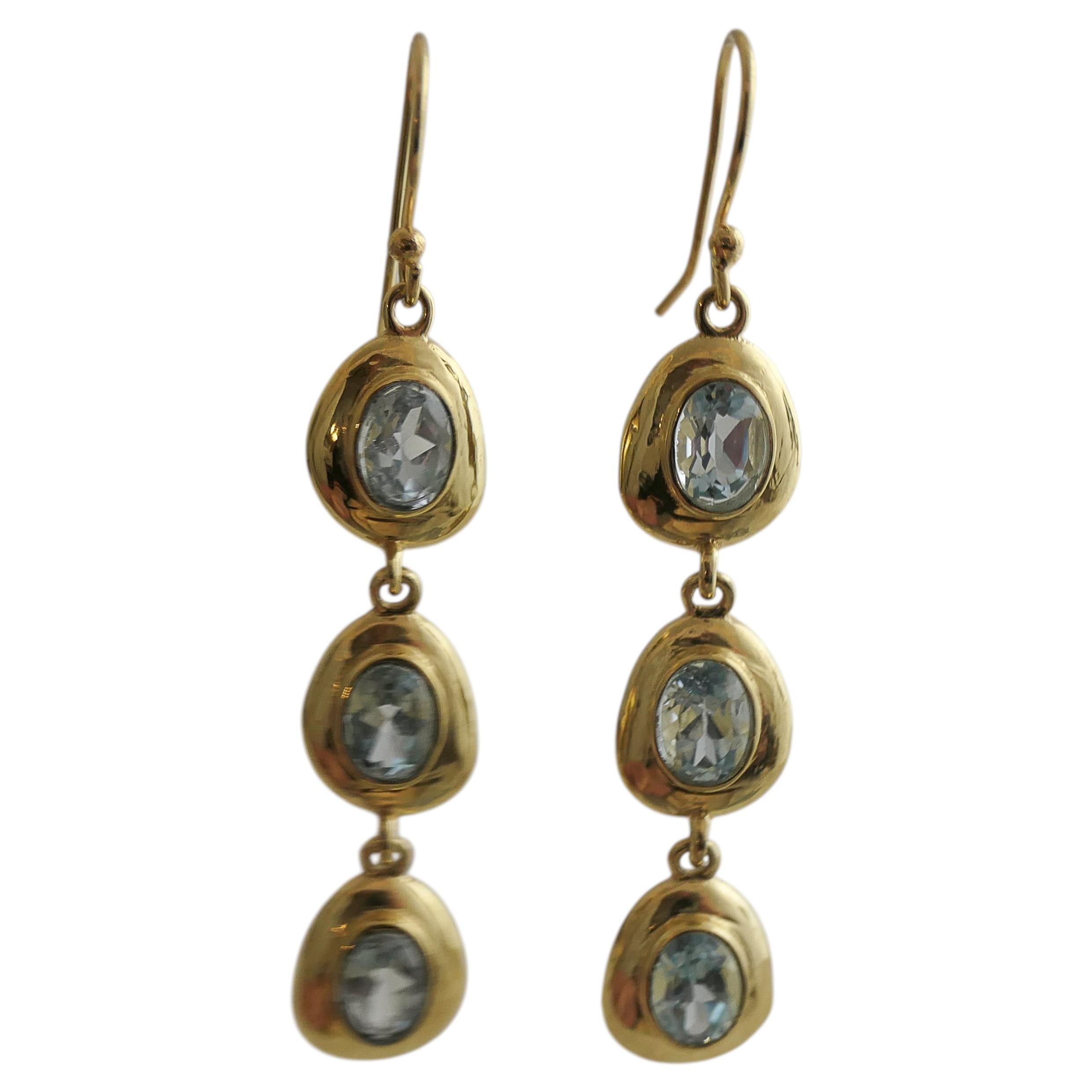 Blue Topaz Long Drop Earrings
