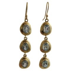 Pendientes largos de topacio azul