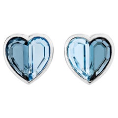 Priyashi Nahata Blue Topaz Love Stud Earring in 18 Karat White Gold