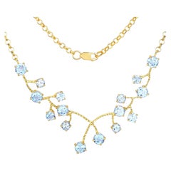 Blauer Topas Halskette 7,32 Karat Vergoldetes Sterling Silber