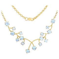 Collar de topacio azul 7,35 quilates Plata de ley chapada en oro amarillo de 18 quilates