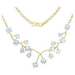Collier de topaze bleue de 7,35 carats, plaqué or jaune 18 carats et argent sterling