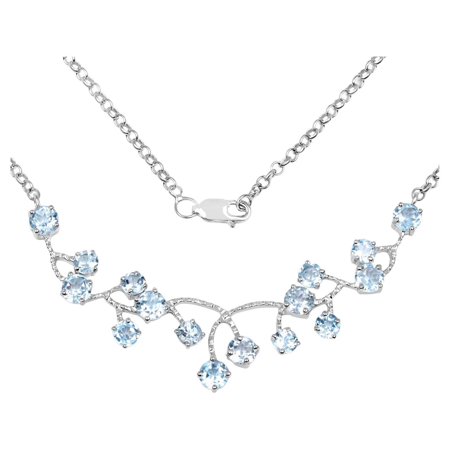 Collar Topacio Azul 7,35 Quilates Plata de Ley