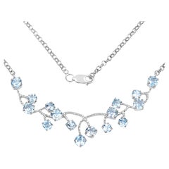 Halskette mit blauem Topas 7,35 Karat Sterlingsilber
