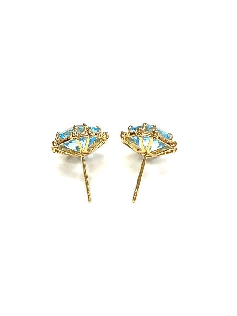 Women's Goshwara Octagon Blue Topaz With Studs And Diamond Earrings