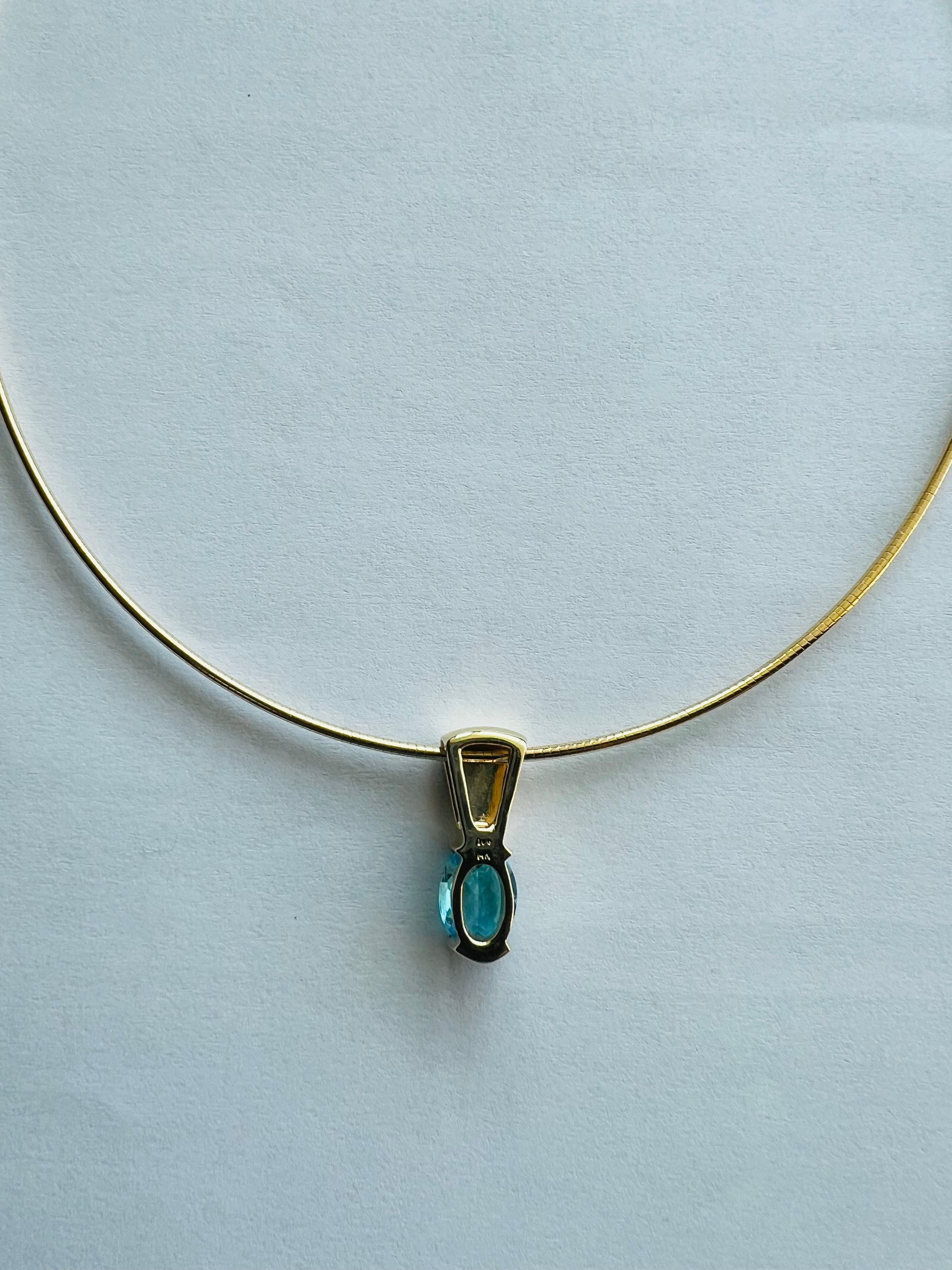 Blue Topaz Opal Yellow Gold Slide Pendant Necklace For Sale 4