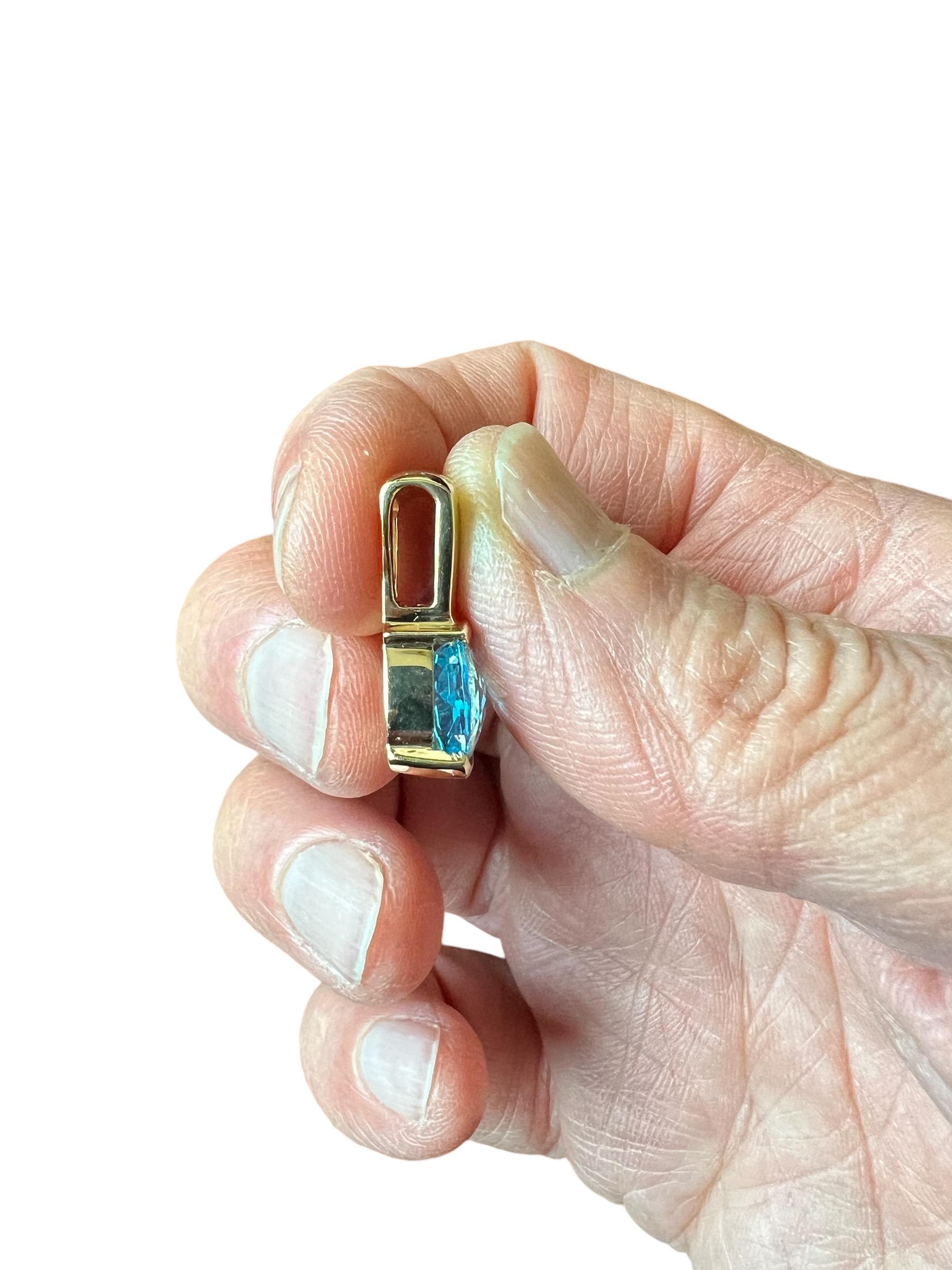 Blue Topaz Opal Yellow Gold Slide Pendant Necklace For Sale 6
