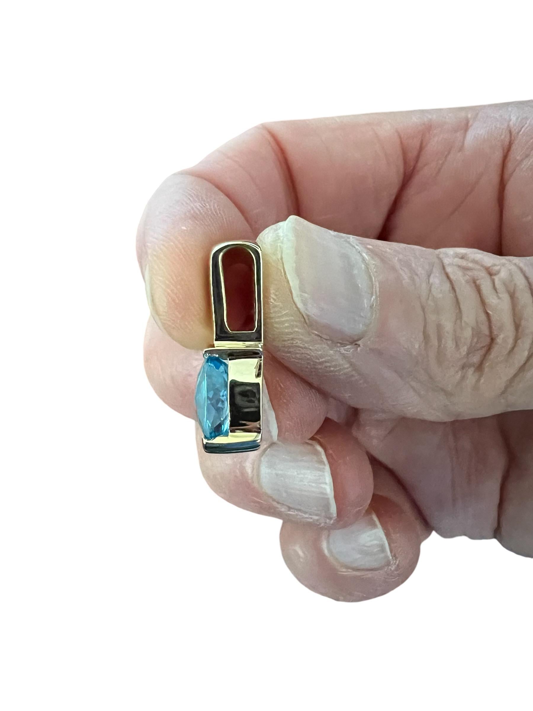 Blue Topaz Opal Yellow Gold Slide Pendant Necklace For Sale 7