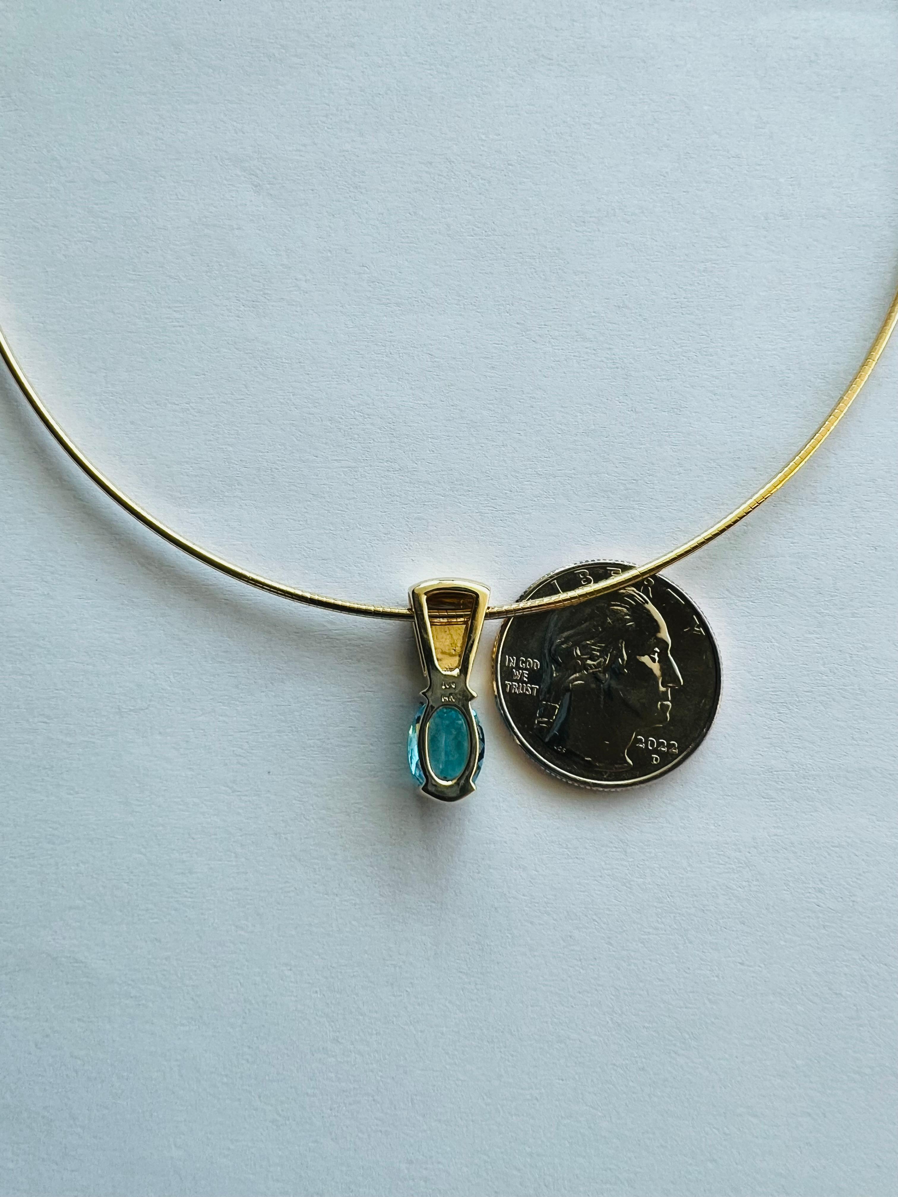Blue Topaz Opal Yellow Gold Slide Pendant Necklace For Sale 2