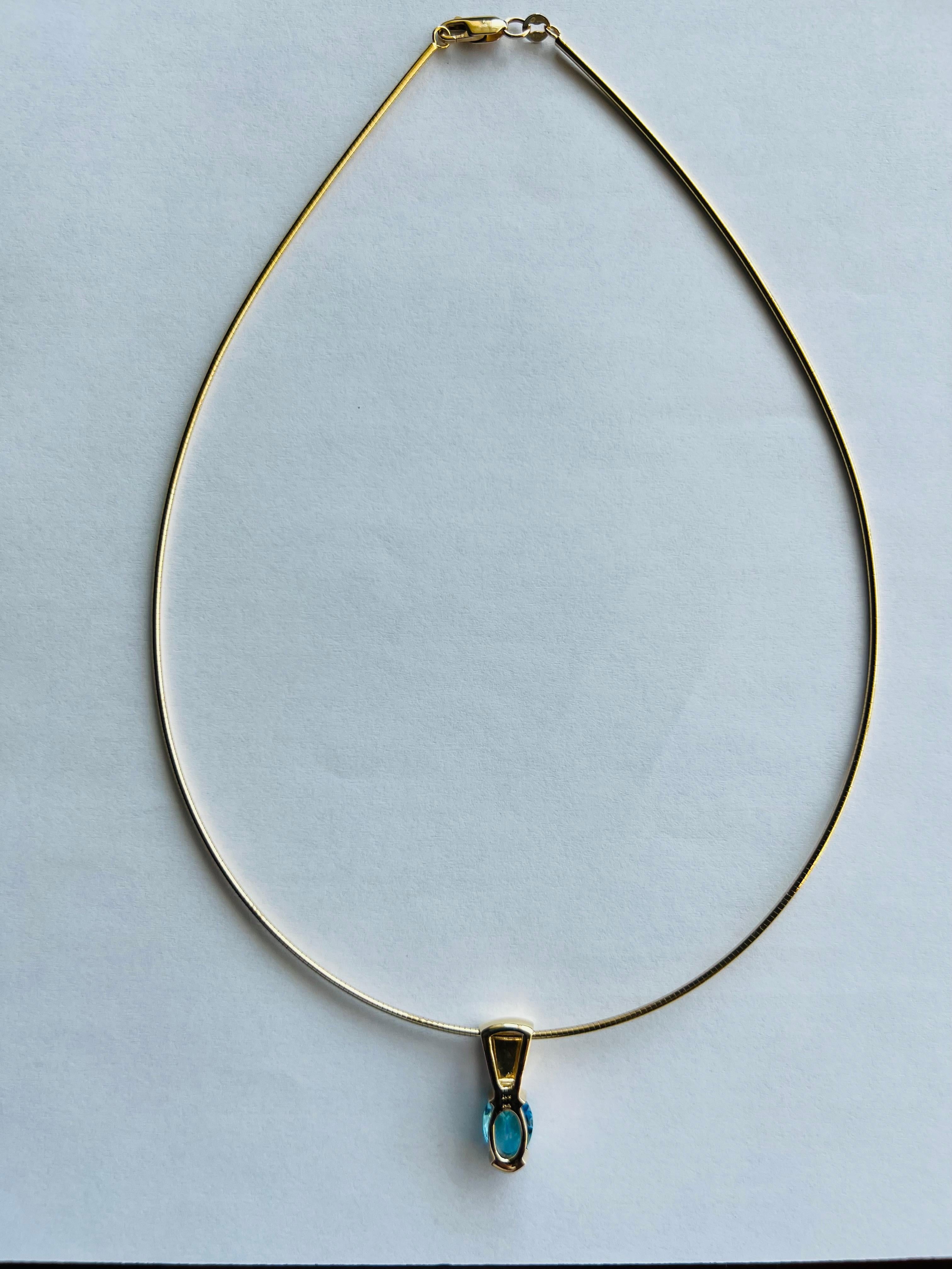 Blue Topaz Opal Yellow Gold Slide Pendant Necklace For Sale 3