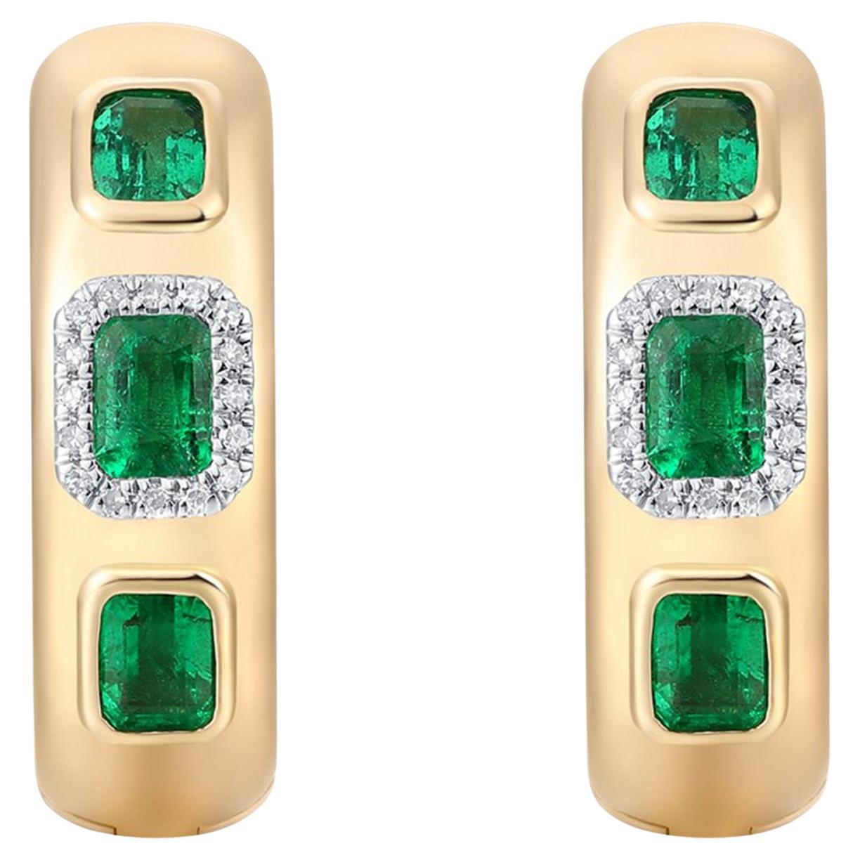 Blue Topaz Radiance 14K (or 18k upon request) Yellow Gold Diamond Hoops Earrings For Sale