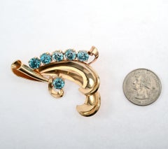 Blue Topaz Retro Gold Brooch