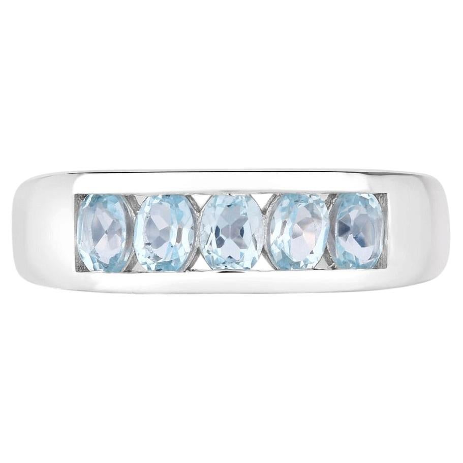 Anillo Topacio Azul 0.94 Quilates Plata de Ley en venta