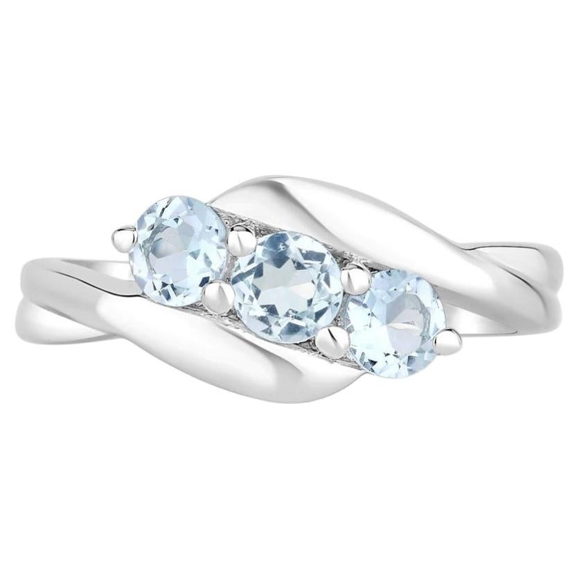Anillo Topacio Azul 0.94 Quilates Plata de Ley