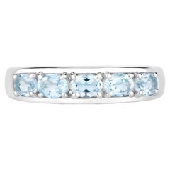Anillo Topacio Azul 0.94 Quilates Plata de Ley
