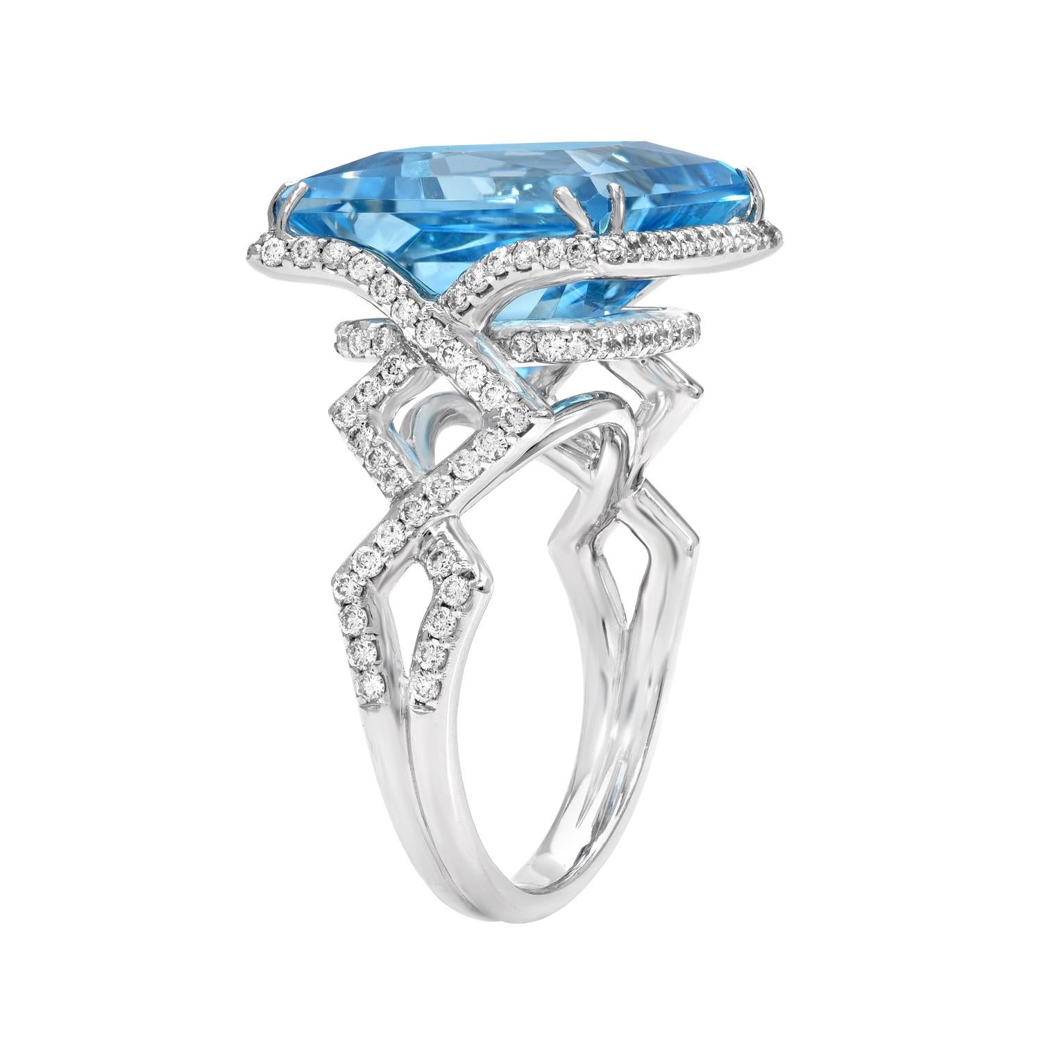 Impressive 14.66 Carat Princess-Cut Blue Topaz Ring – A Luxurious Masterpiece - Tamir By Merkaba Beverly Hills.

Indulge in the brilliance and elegance of this 14.66-carat princess-cut Blue Topaz ring, expertly crafted in 18K white gold and enhanced