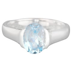 Blue Topaz Ring 2 Carats Sterling Silver