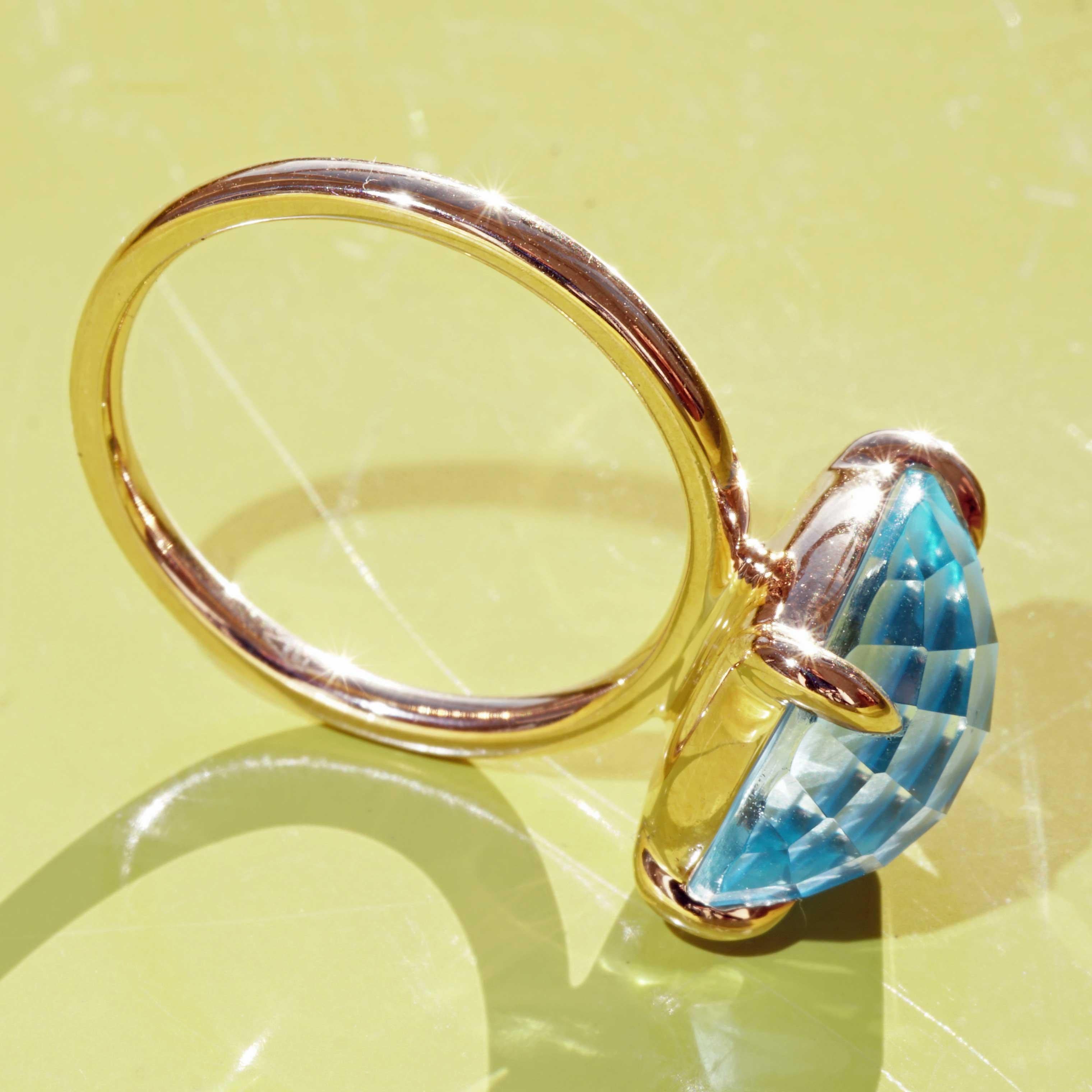 Blauer Topas Ring 8,04 ct Checkerboard Facets great casual Italian Jewelry Style  für Damen oder Herren im Angebot