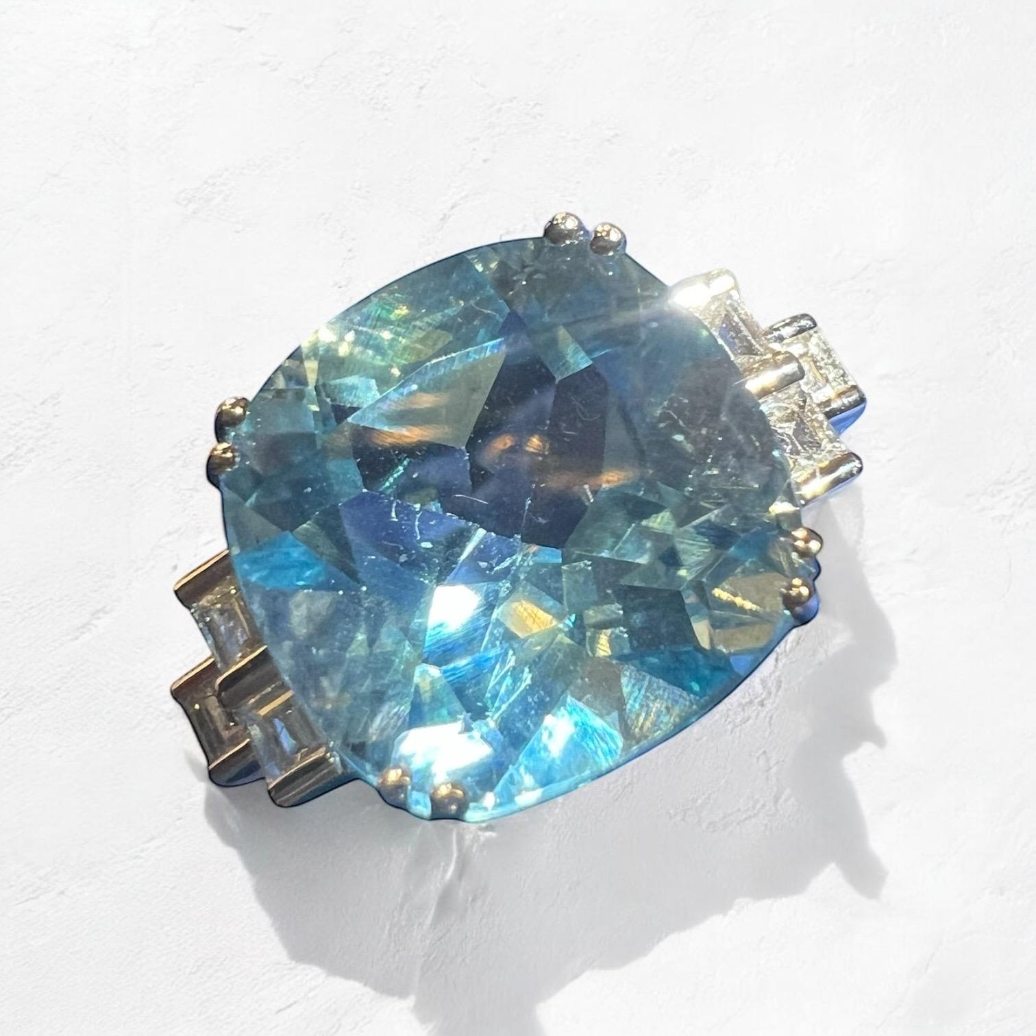 Bague en or blanc 18 carats avec topaze bleue 9,08 carats et diamants 0,20 carat en vente 8