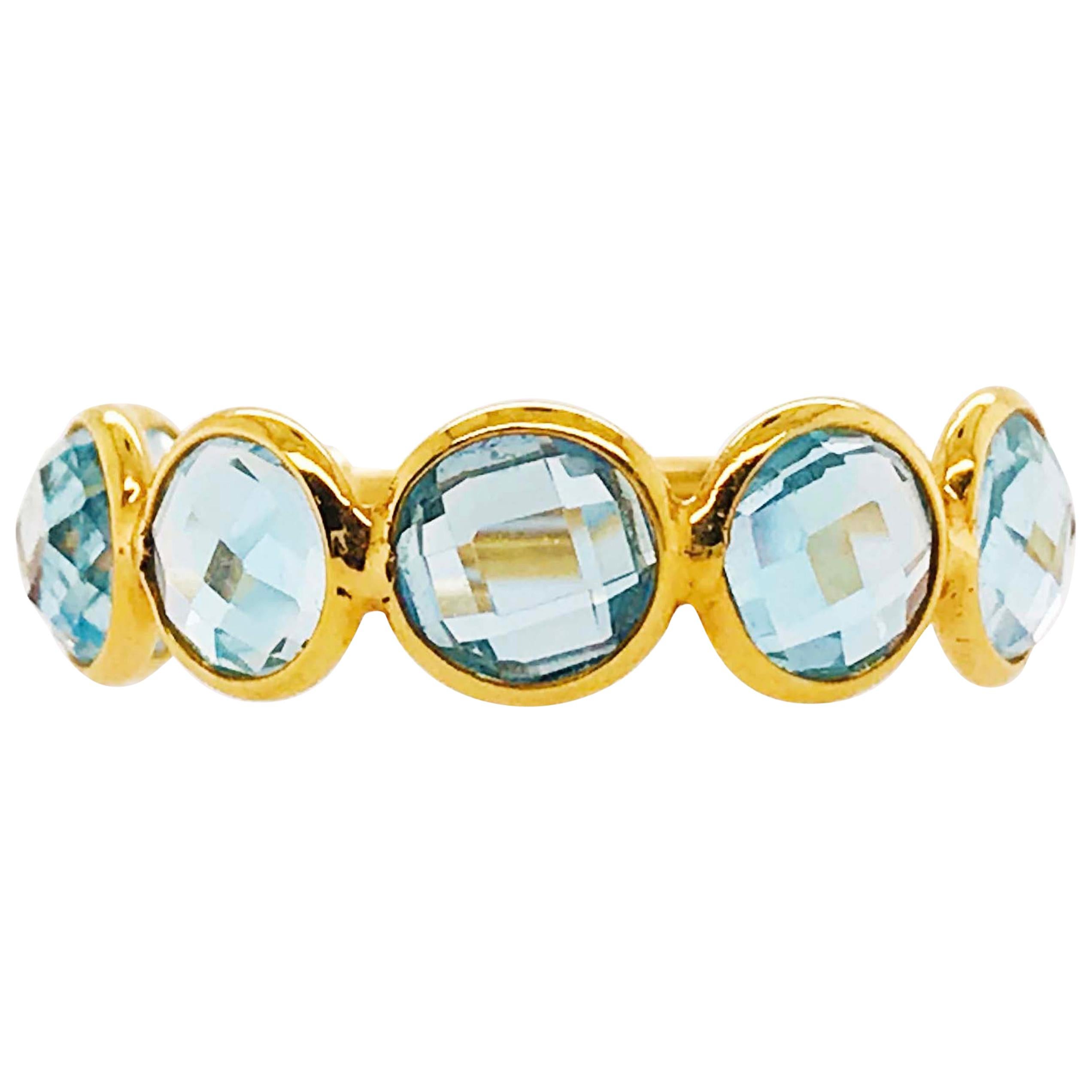 Blue Topaz Ring, Adjustable Ring in 18 Karat Gold 4 Carat Blue Topaz Gemstone