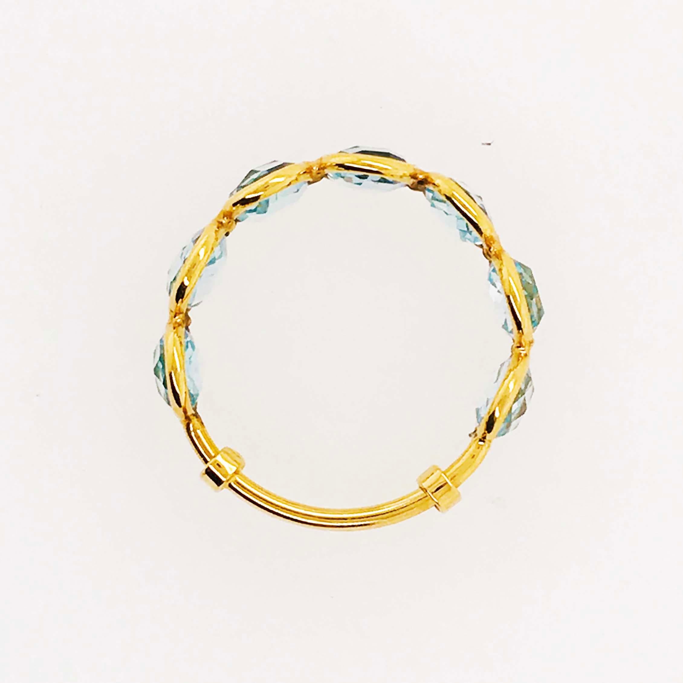 Blue Topaz Ring, Adjustable Ring in 18 Karat Gold 4 Carat Blue Topaz Gemstone 2