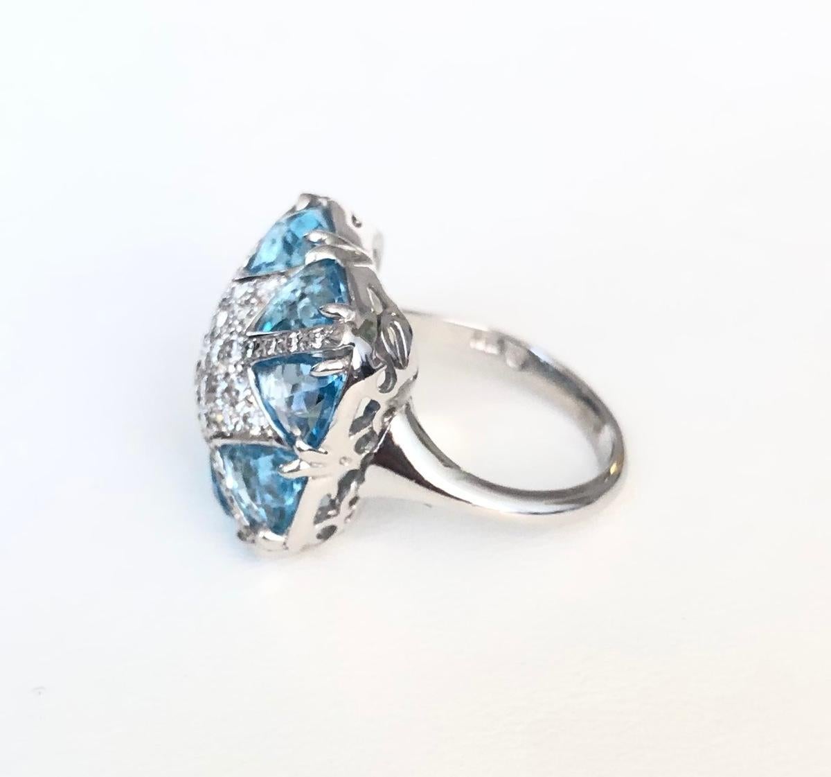 Blue Topaz and Diamond Designer Ring In New Condition For Sale In New York, NY