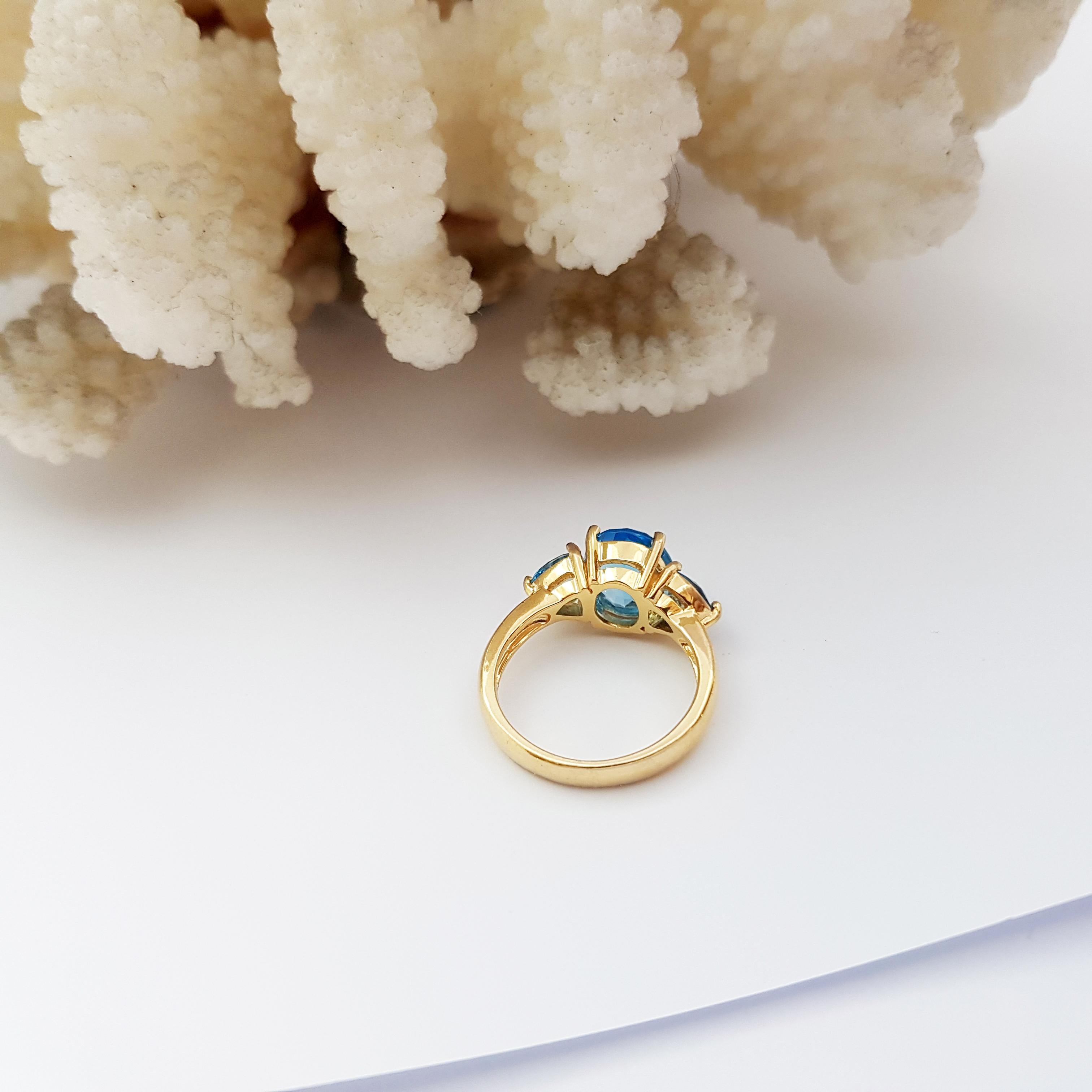 Ring mit blauem Topas in 14 Karat Goldfassungen gefasst im Angebot 6