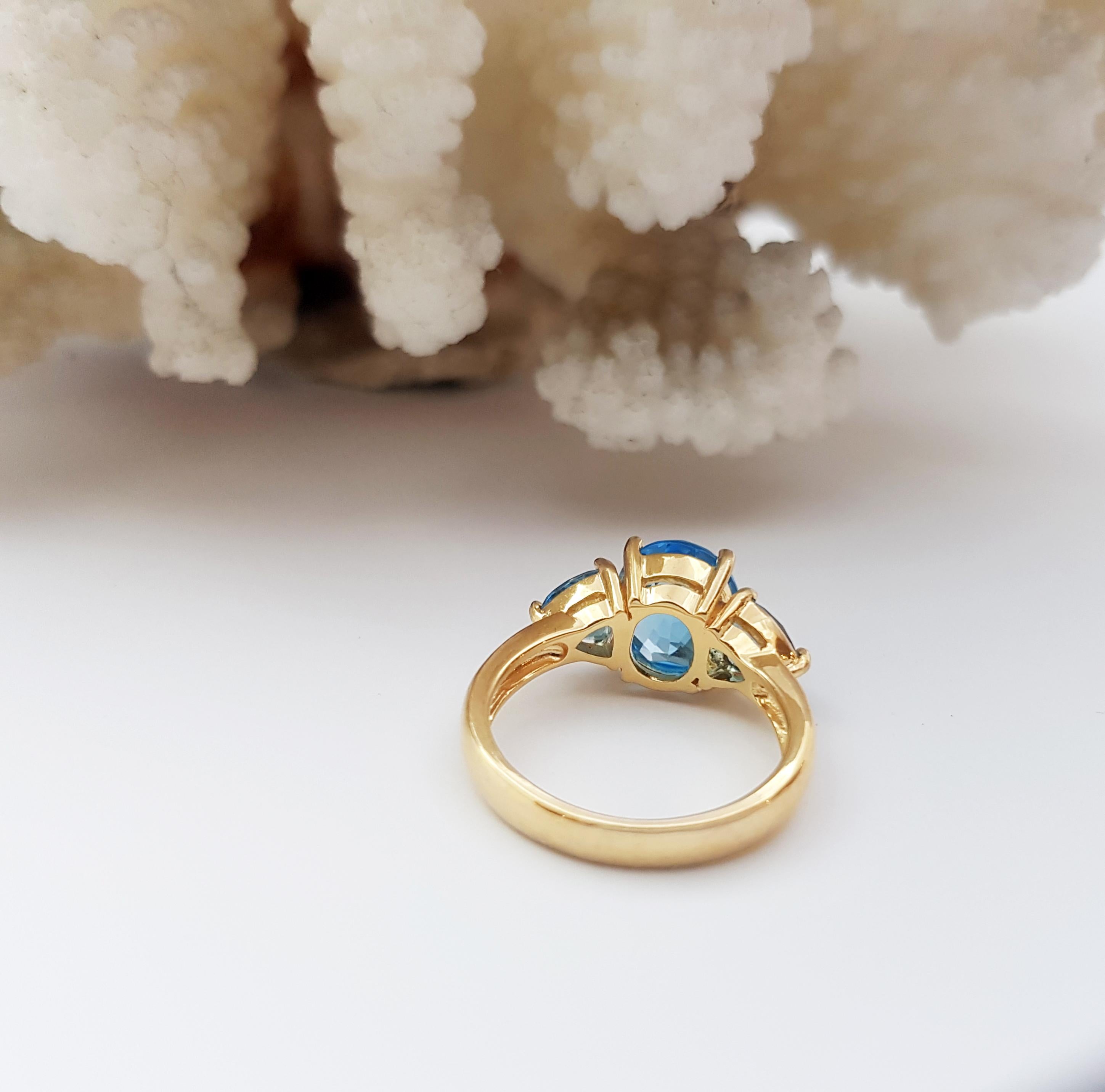 Ring mit blauem Topas in 14 Karat Goldfassungen gefasst im Angebot 8