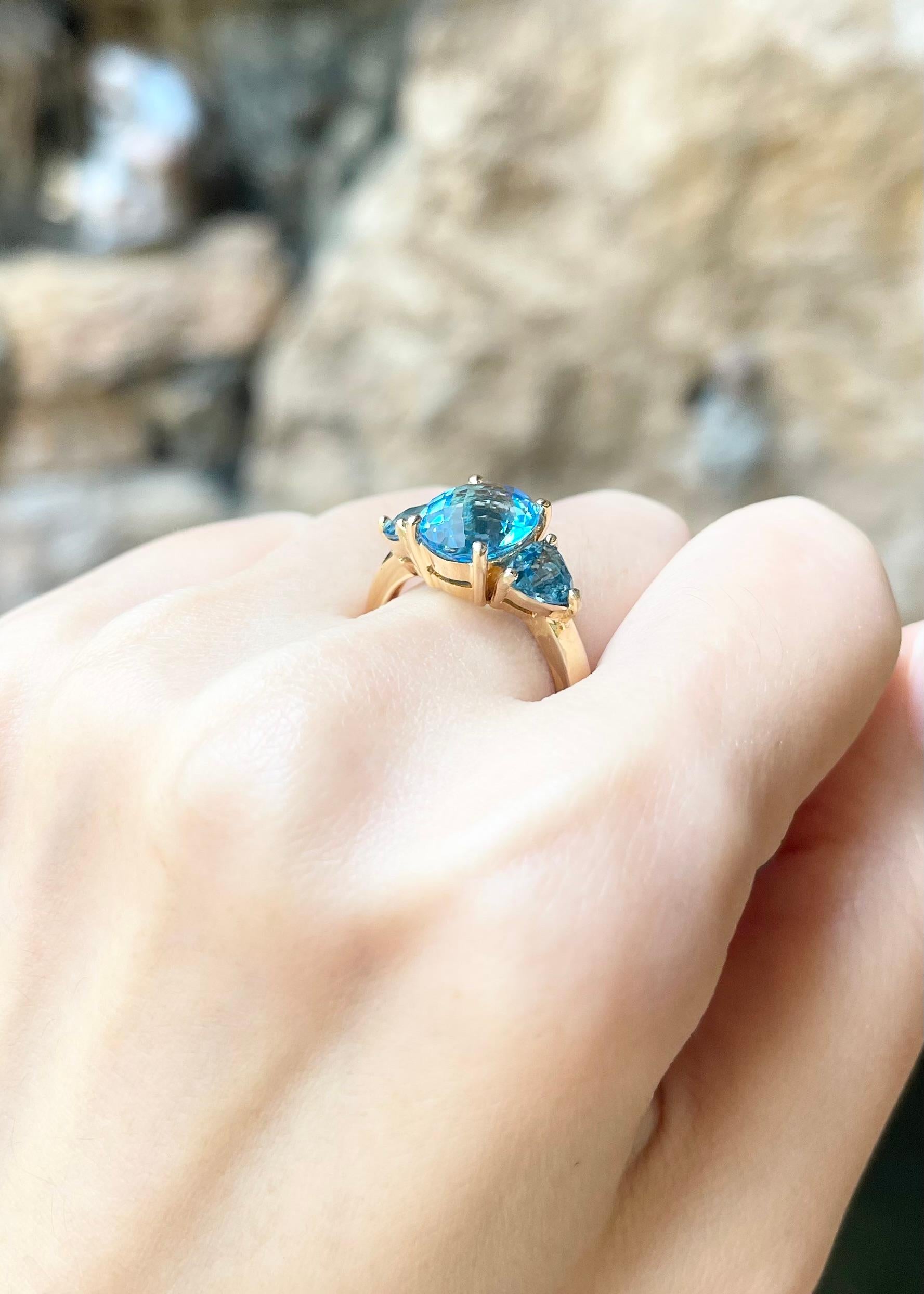 Ring mit blauem Topas in 14 Karat Goldfassungen gefasst Damen im Angebot
