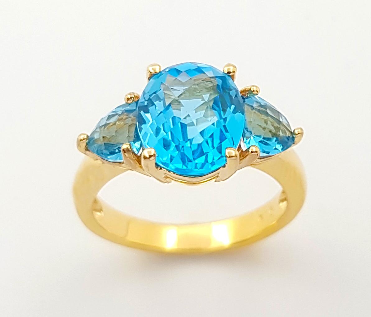 Ring mit blauem Topas in 14 Karat Goldfassungen gefasst im Angebot 2