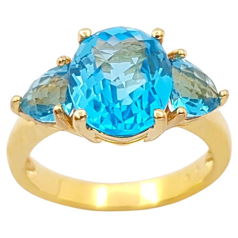 Ring mit blauem Topas in 14 Karat Goldfassungen gefasst im Angebot