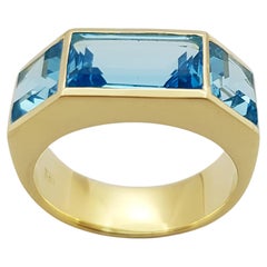 Ring mit blauem Topas aus 18 Karat Gold in Fassung