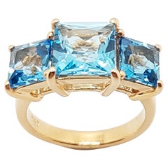 Anello di topazio blu con montatura in oro rosa 18 carati